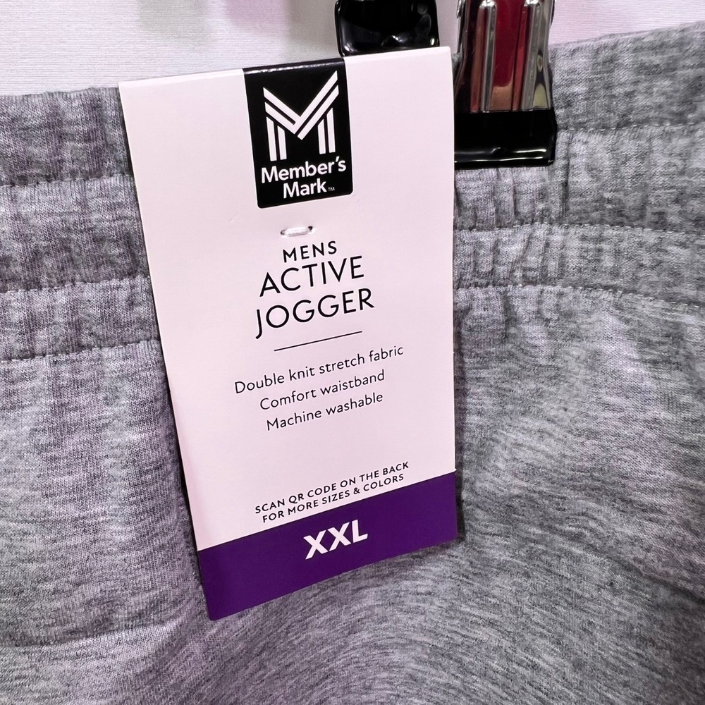 Member's Mark Mens Active Jogger Pants XXL Heather Gray Double Knit Stretch NEW - Picture 4 of 5